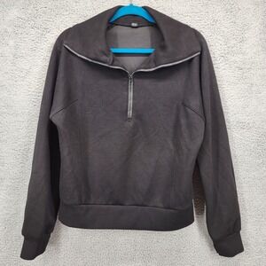 Prinbara‎ Black Collared Quarter Zip Sweatshirt Pullover Fleece Size XS